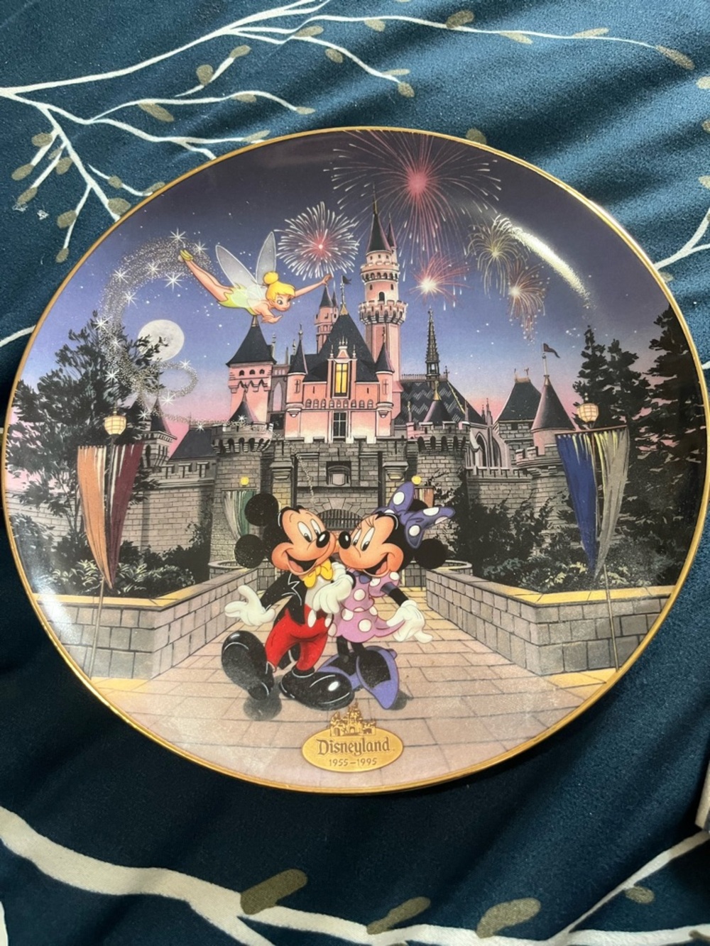 Disneyland Collector Plate with Mickey & Minnie - Pink Sleeping Beauty Castle